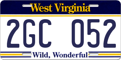 WV license plate 2GC052