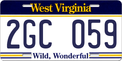 WV license plate 2GC059