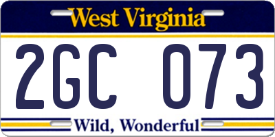 WV license plate 2GC073