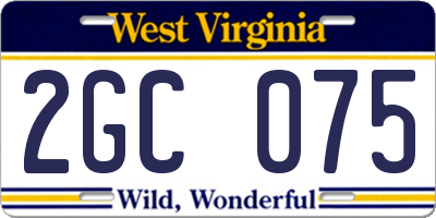 WV license plate 2GC075