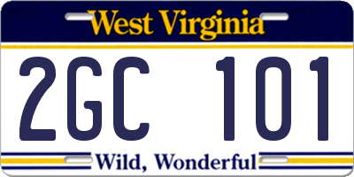 WV license plate 2GC101