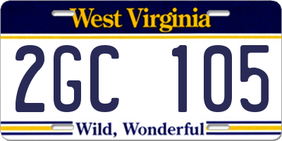 WV license plate 2GC105