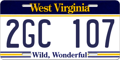 WV license plate 2GC107