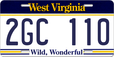 WV license plate 2GC110