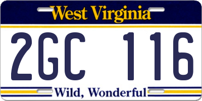 WV license plate 2GC116