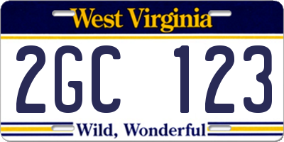 WV license plate 2GC123