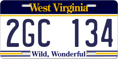WV license plate 2GC134