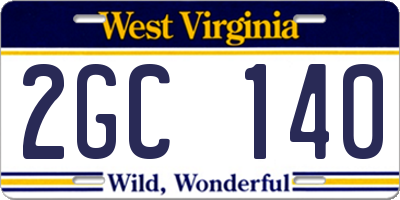 WV license plate 2GC140