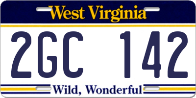 WV license plate 2GC142