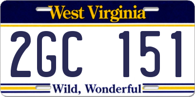 WV license plate 2GC151