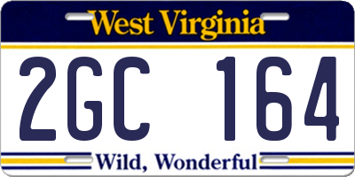 WV license plate 2GC164