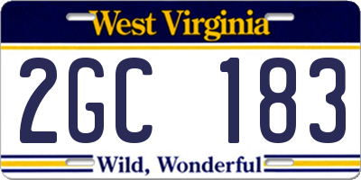 WV license plate 2GC183