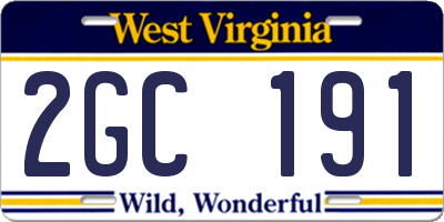 WV license plate 2GC191