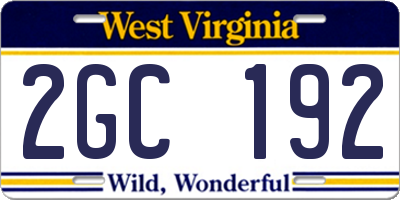 WV license plate 2GC192