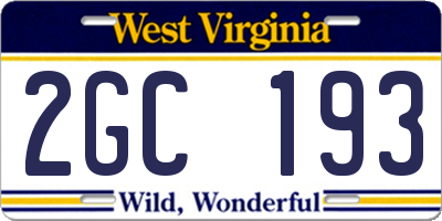 WV license plate 2GC193