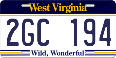 WV license plate 2GC194