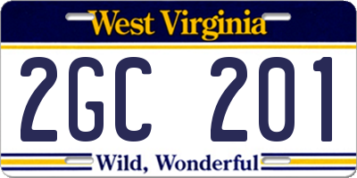 WV license plate 2GC201