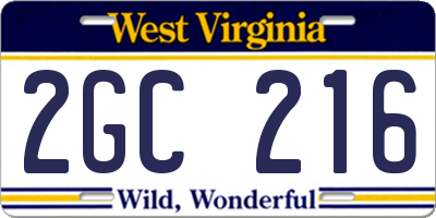 WV license plate 2GC216