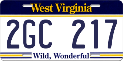 WV license plate 2GC217