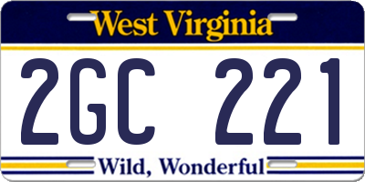 WV license plate 2GC221