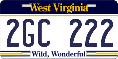 WV license plate 2GC222