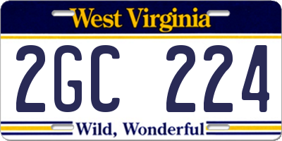 WV license plate 2GC224