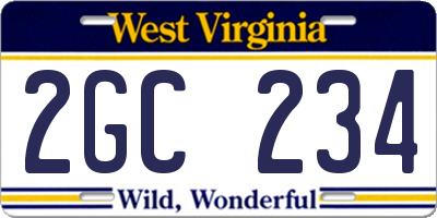 WV license plate 2GC234
