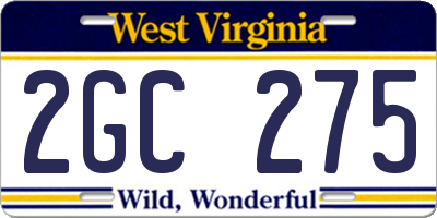 WV license plate 2GC275
