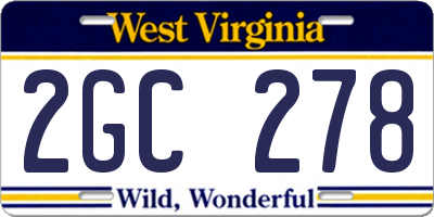 WV license plate 2GC278