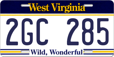 WV license plate 2GC285