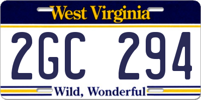 WV license plate 2GC294