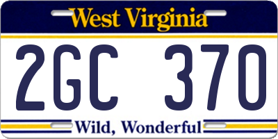 WV license plate 2GC370