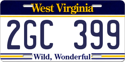 WV license plate 2GC399