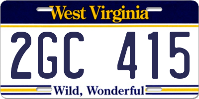 WV license plate 2GC415