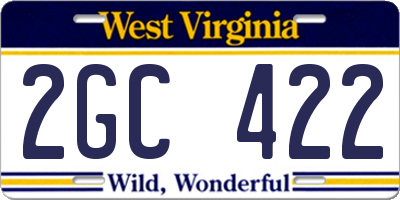 WV license plate 2GC422