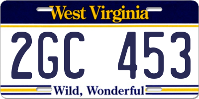 WV license plate 2GC453