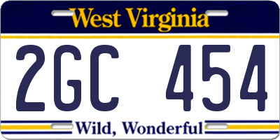 WV license plate 2GC454