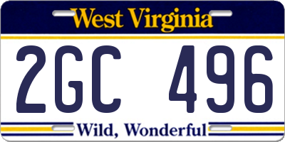 WV license plate 2GC496