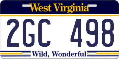 WV license plate 2GC498