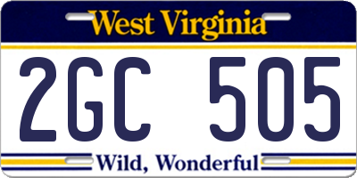 WV license plate 2GC505