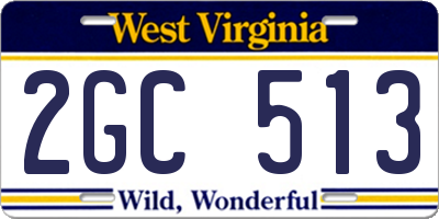 WV license plate 2GC513