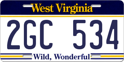 WV license plate 2GC534