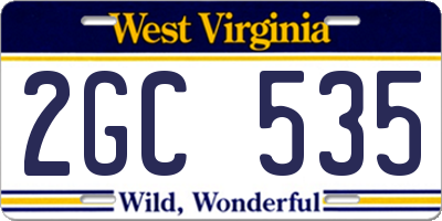 WV license plate 2GC535