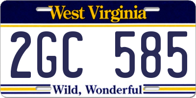 WV license plate 2GC585