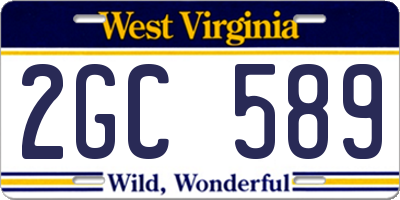 WV license plate 2GC589