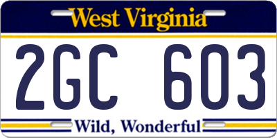 WV license plate 2GC603