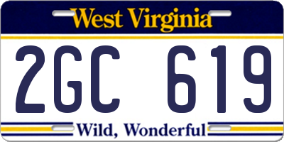 WV license plate 2GC619