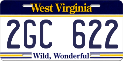 WV license plate 2GC622