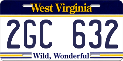 WV license plate 2GC632