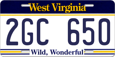 WV license plate 2GC650